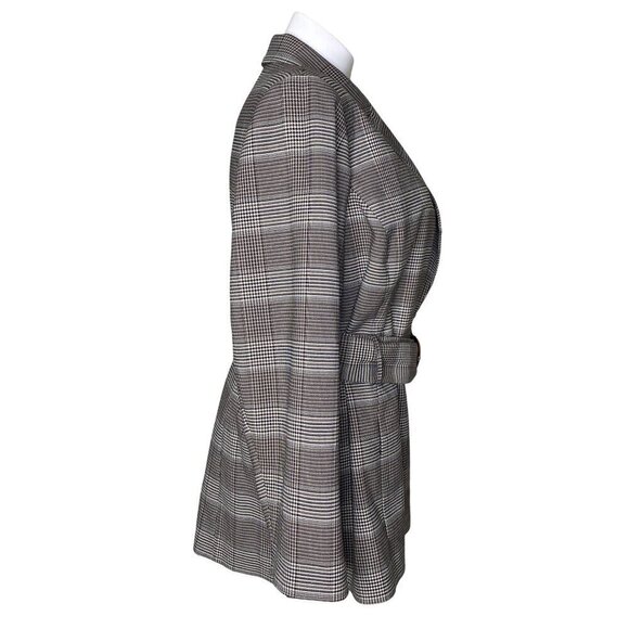 Calvin Klein Black White Houndstooth Belted Jacket Long Sleeves Women's Size 24W - Picture 3 of 9